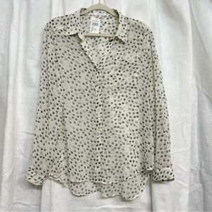 BNWT Delia’s Cat Head Sheer Button Down Top Women’s Large Crazy Cat Lady